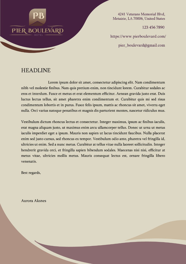 Business Letter for Hotel by Shanice Cheah Business Letter for Hotel in Letterhead Design Inspiration by Shanice Cheah