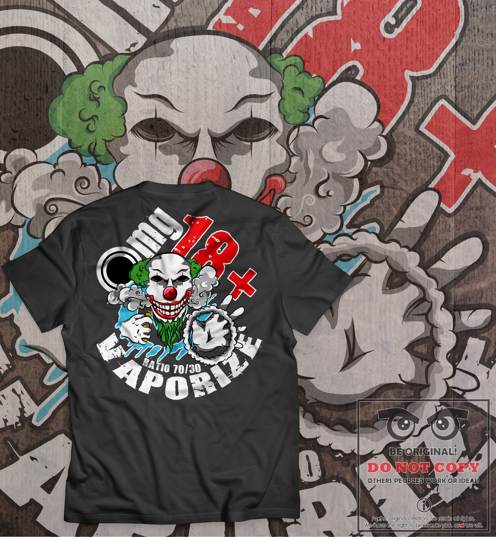 Vaping Clown by Artbyeu Vaping Clown in T-Shirt Design Inspiration by Artbyeu