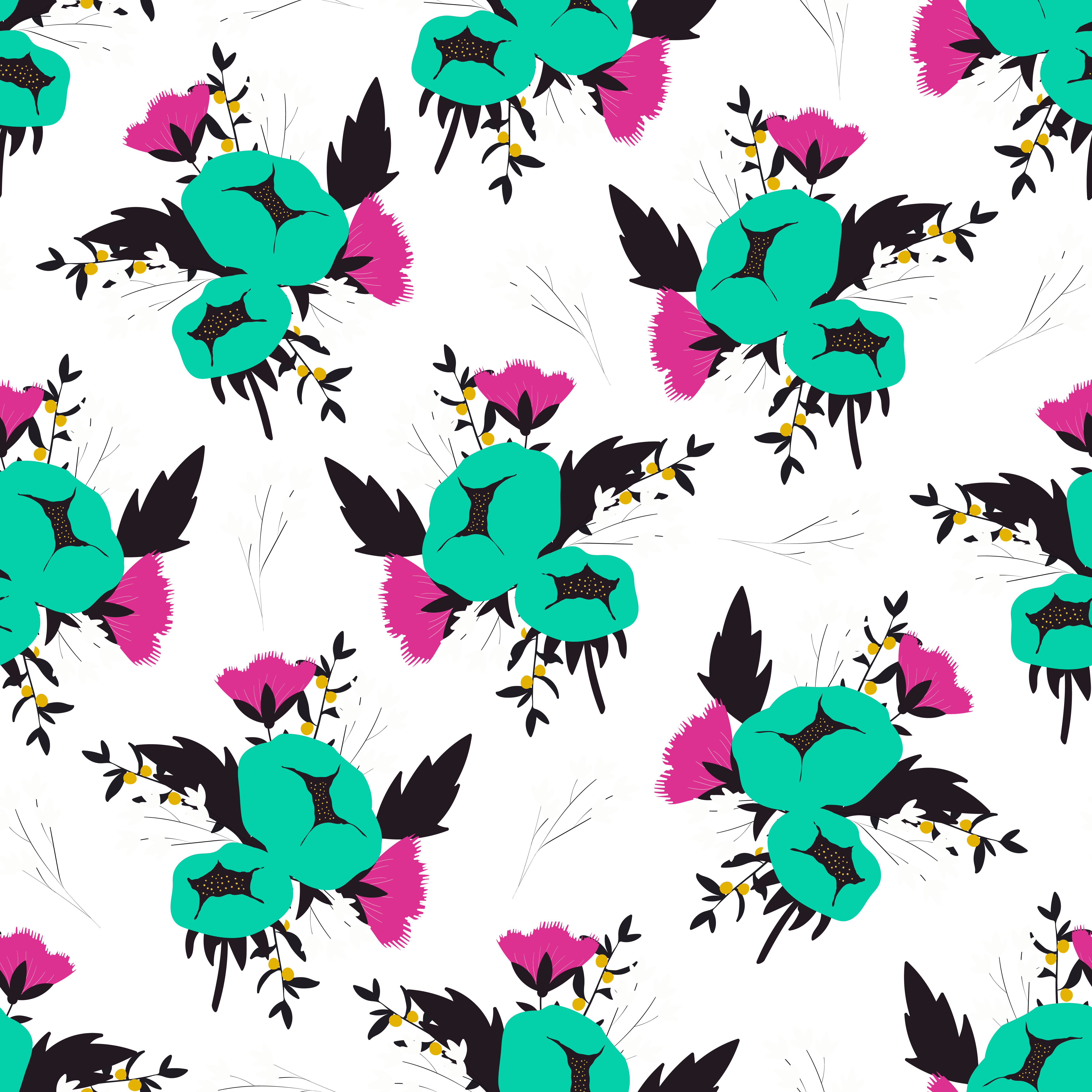 peonies bouquet pattern in Pattern & Surface Design Inspiration by Mona Ahmed