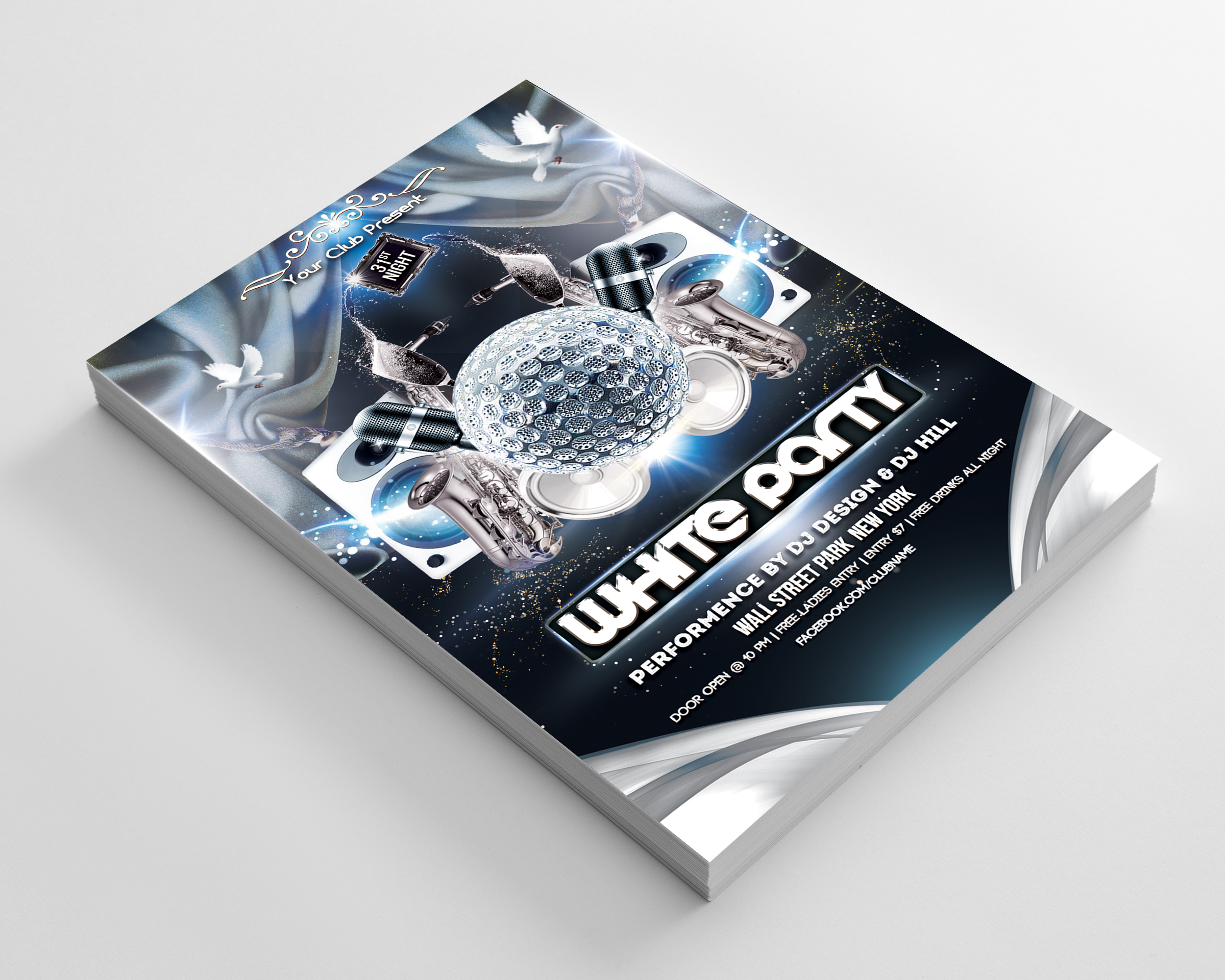 White Party Flyer in Print flyer design Inspiration by Sab Studio