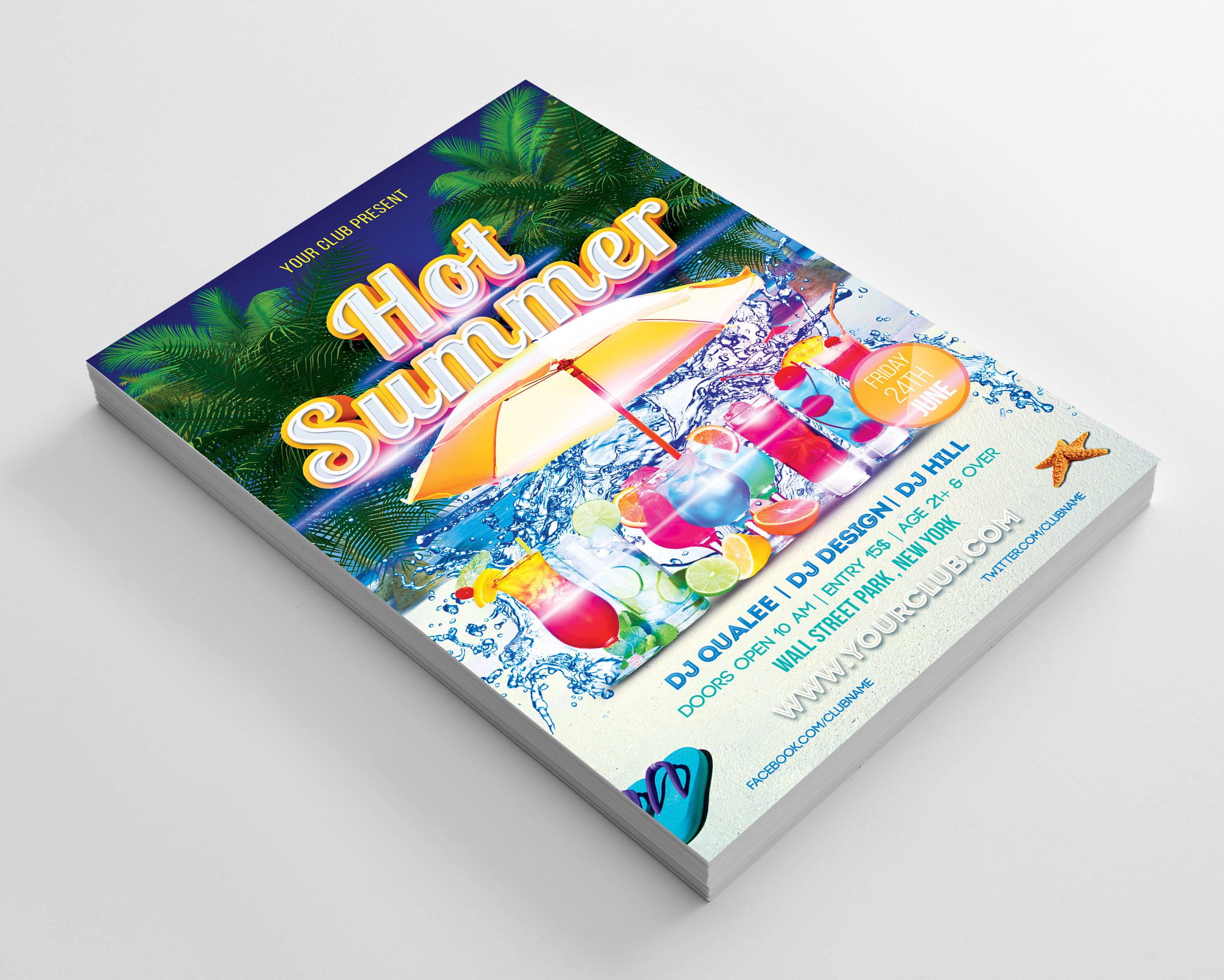 Hot Summer Party Flyer in Print flyer design Inspiration by Sab Studio
