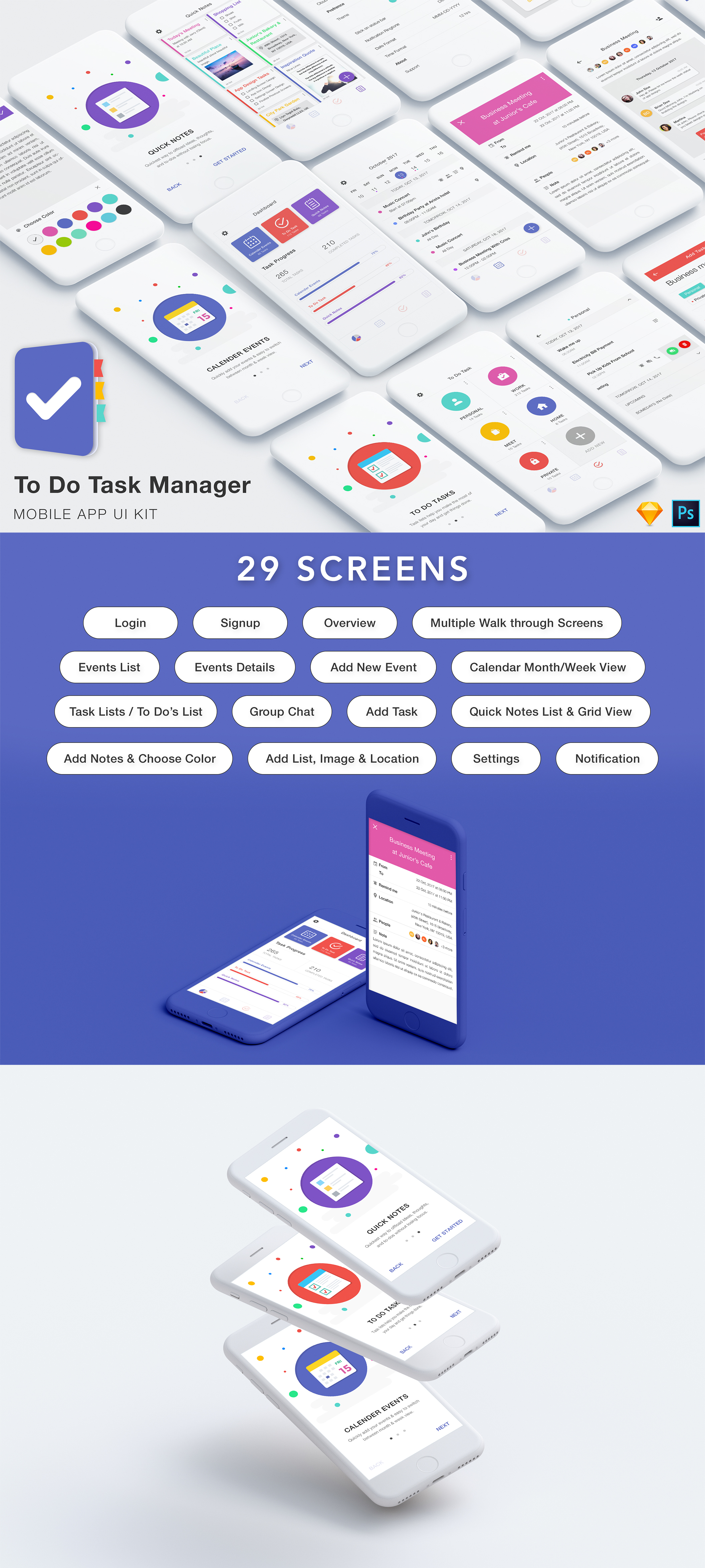To Do Task Manager App UI Kit By Appinnovation 44508 - Designhill