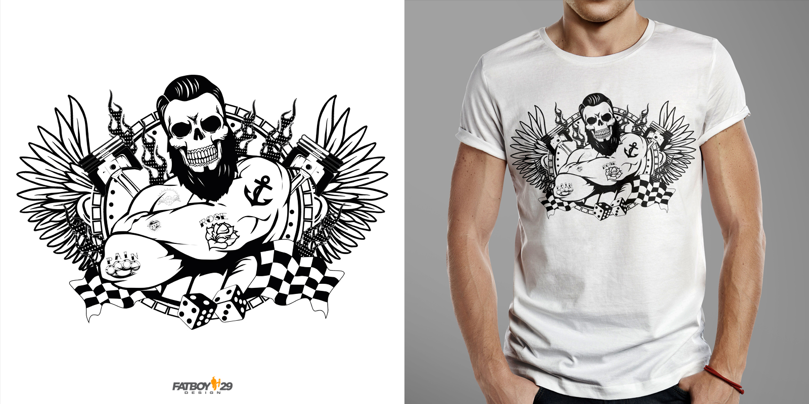 Beard Skulls - Beard Oil Product by Fatboy Design Beard Skulls - Beard Oil Product in T-Shirt Design Inspiration by Fatboy Design