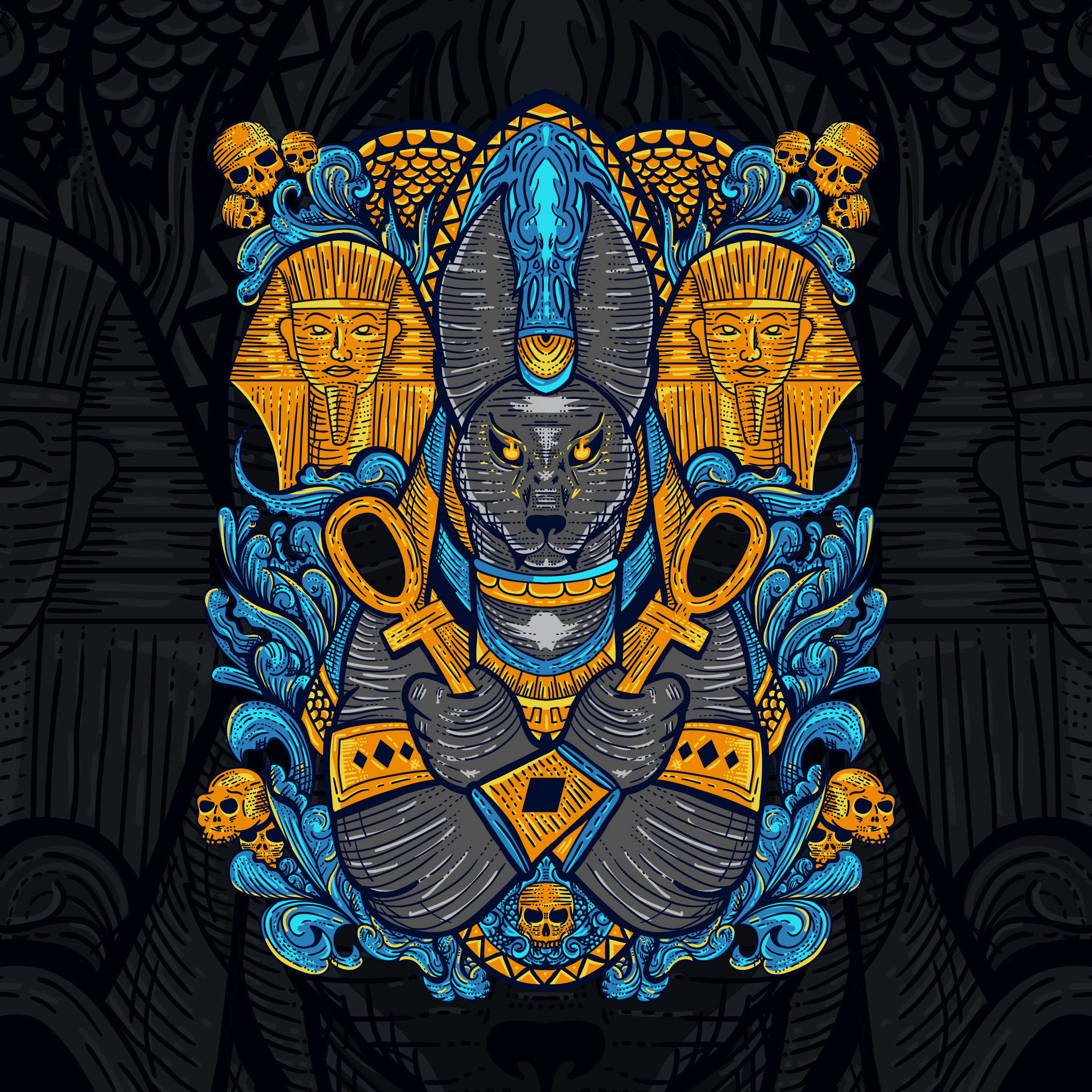Anubis Engraving style illustration in Illustration and Graphics Inspiration by Gethuk_studio