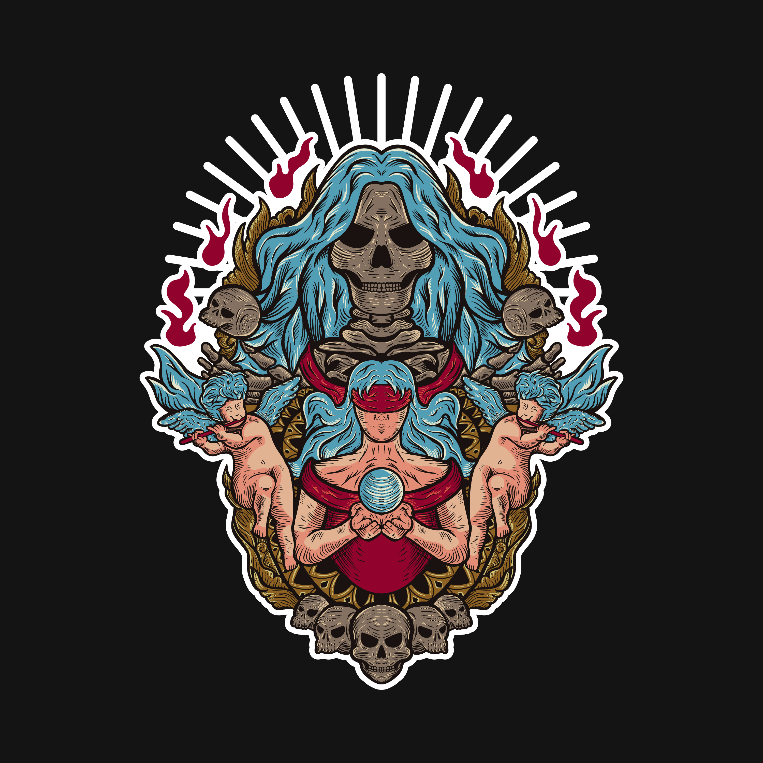 Skull and woman detailed engraving style illustration by Gethuk_studio Skull and woman detailed engraving style illustration in Illustration and Graphics Inspiration by Gethuk_studio