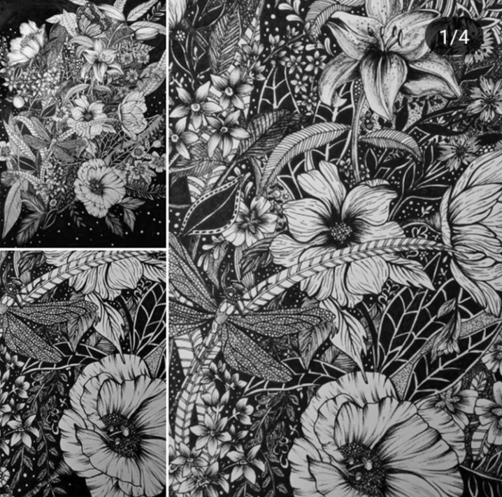 INKED florals in maximals style in Pattern & Surface Design Inspiration by Ritika Singh