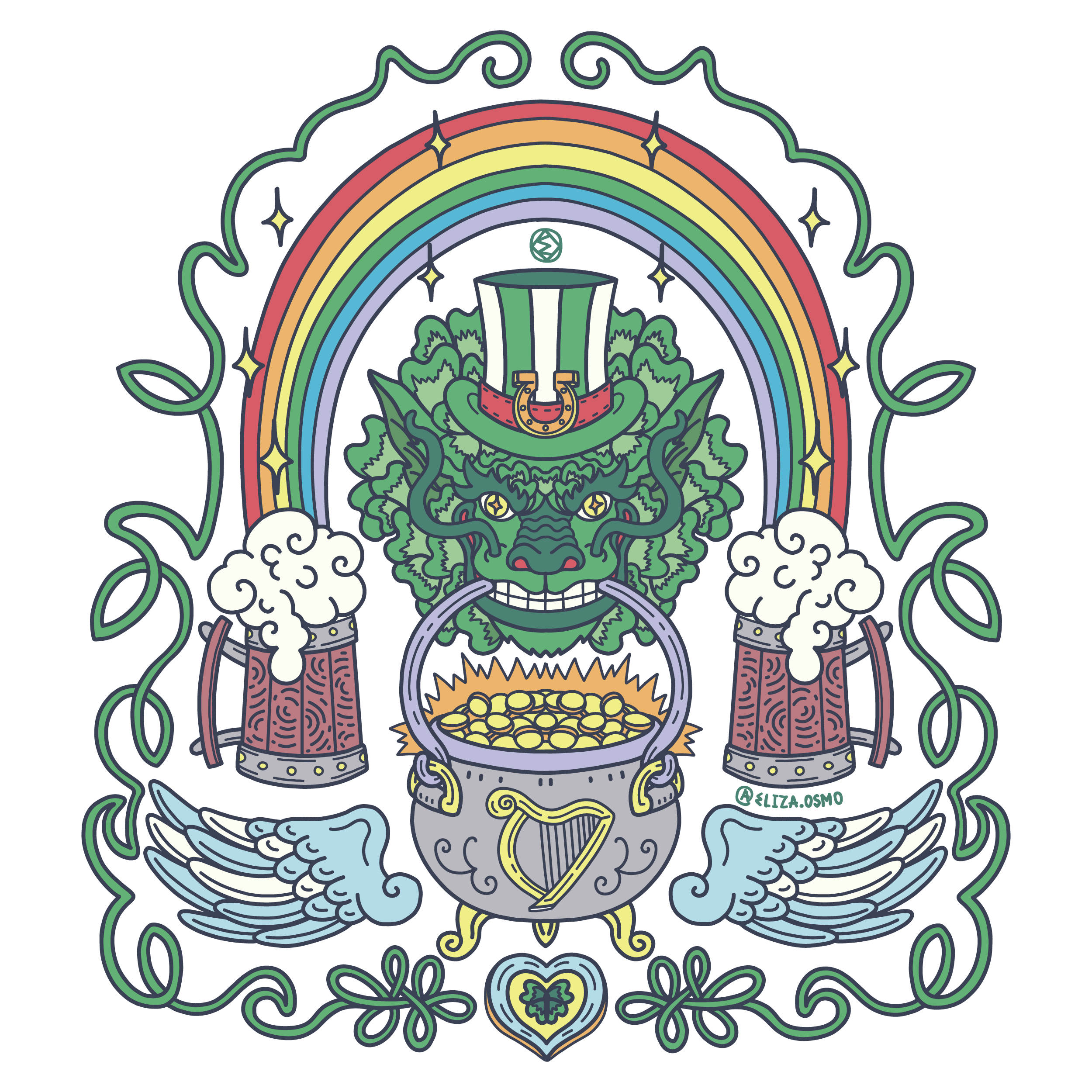St. Patrick’s Day Clover Dragon by Eliza Osmo St. Patrick’s Day Clover Dragon in Vector Art Inspiration by Eliza Osmo