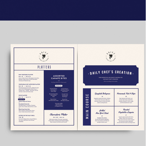 Minimal menu design for bar