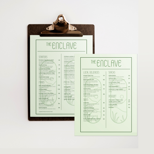 Simple menu design sample