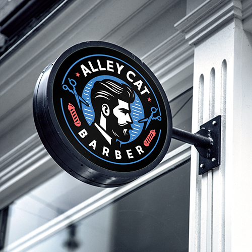 Alley Cat Barber Logo Design