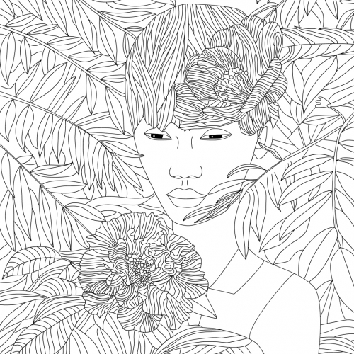 Doodle art with beautiful girl