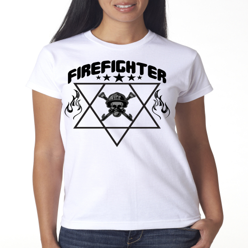 Fire Fighter woman t-shirt Design
