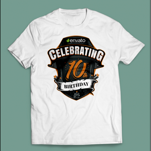 T-shirt design for Envato's 10th b'day celebration