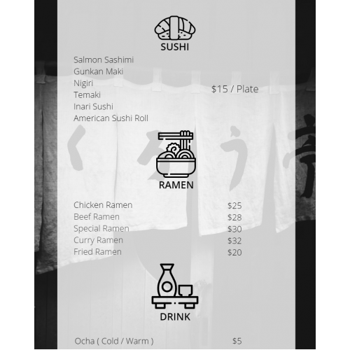 Japanese Food Truck Menu