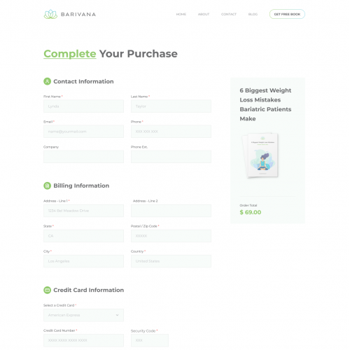 Payment Page for website