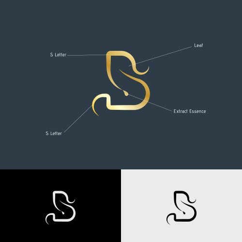 S B S with Leaf and Extract Symbol Aesthetic Logo