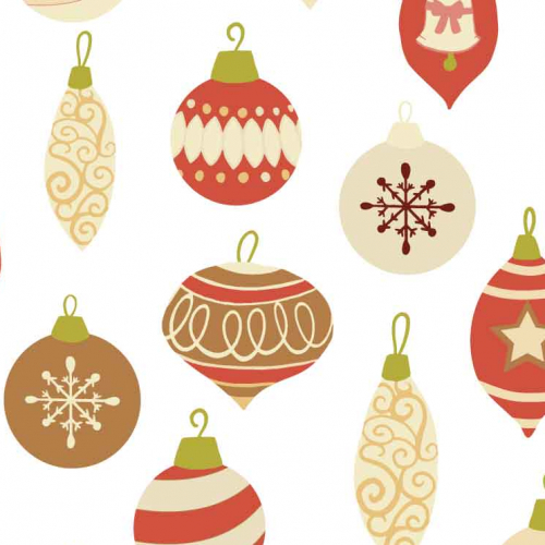 Traditional Christmas Baubles Pattern, Red and Gold