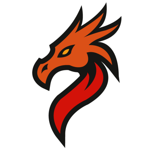 Modern Fiery Dragon Head Mascot Logo