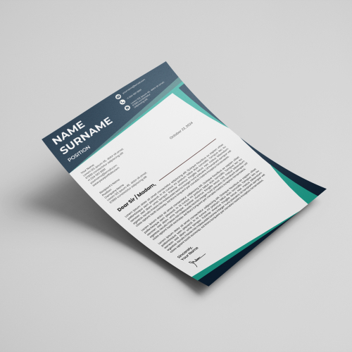 Modern Cover Letter Template with Blue Green Geometric