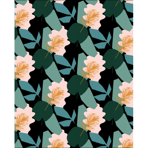 Closely Places Leaves and Flowers Pattern