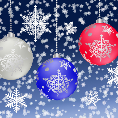 Ornaments in the snow