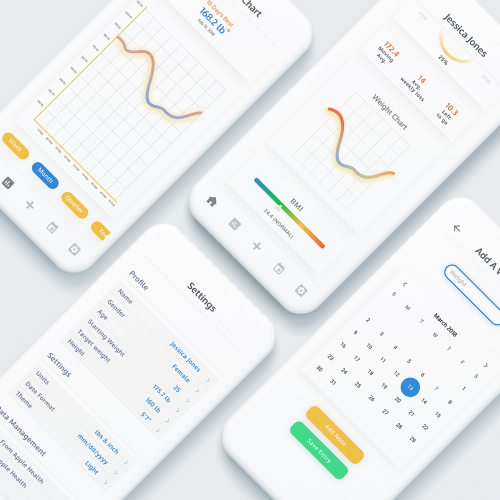 App UI design for a weight tracker application. thumb