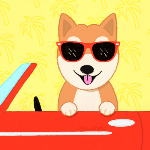Shiba in(u) a Red Corvette