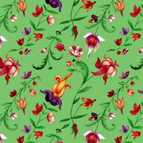 Vintage graceful green seamless pattern