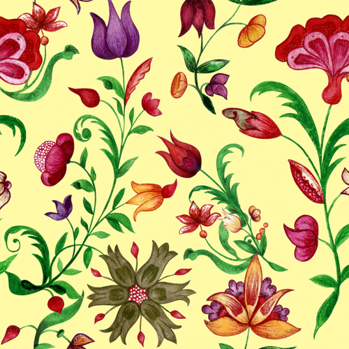 Yellow floral seamless pattern