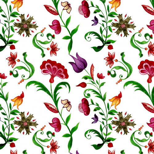 Contrast vintage floral seamless pattern