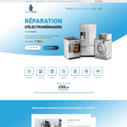 Service Retech - Appliances repairs Website Design