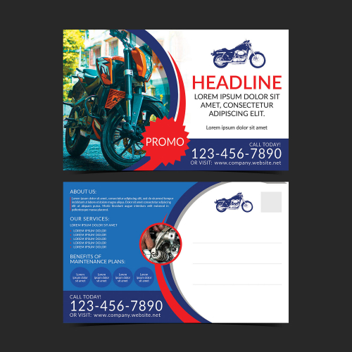Blue and Red Themed Postcard