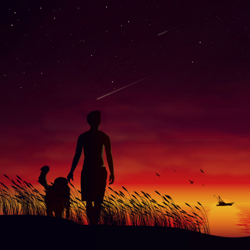 Boat at Dusk Illustration thumb