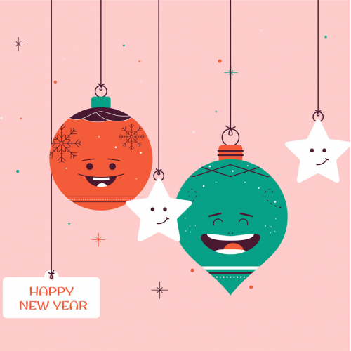 Happy New Year Cartoon Illustration