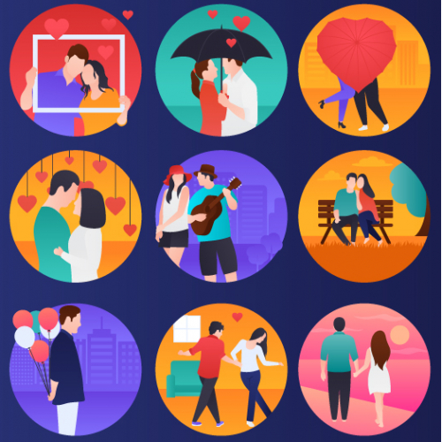 Valentine Day Icon Illustrations - Romantic Stories