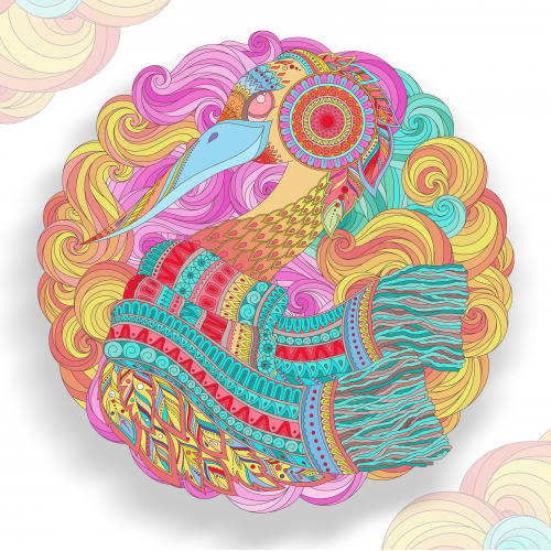 Abstract Pop Stork Illustration