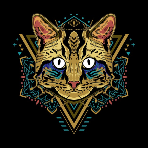 Cool cat mandala geometry illustration thumb