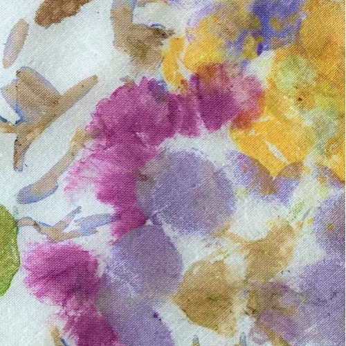 POUNDED FLOWER PETALS on LINEN