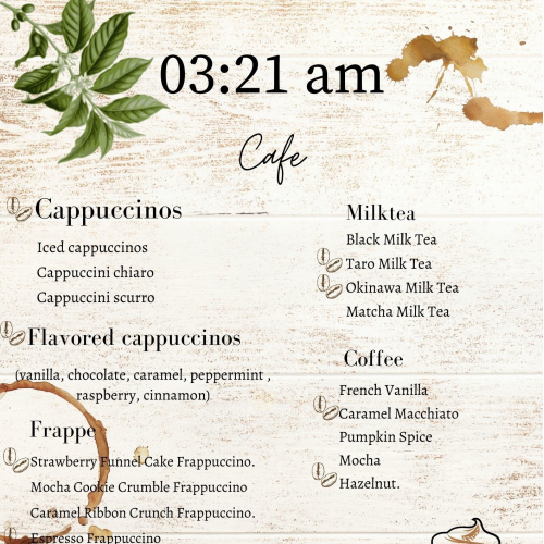 Cafe Menu