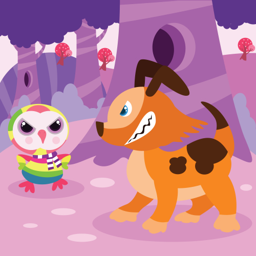 Owl and dog.