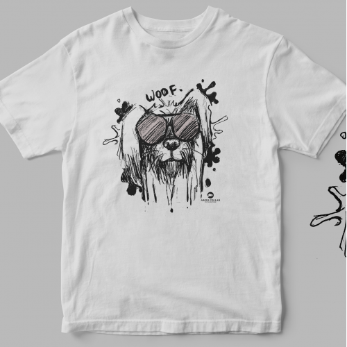 Fluffy Ink Splatter Hipster Pup thumb