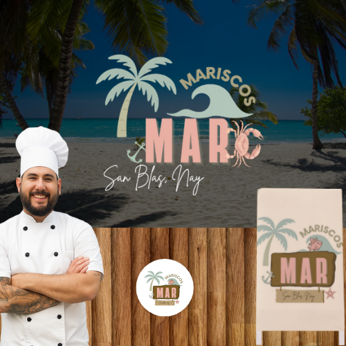 Mar mariscos seafood logo design