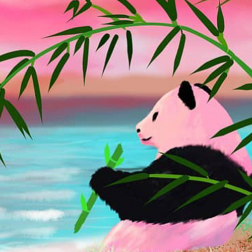 Pink Panda On The Beach