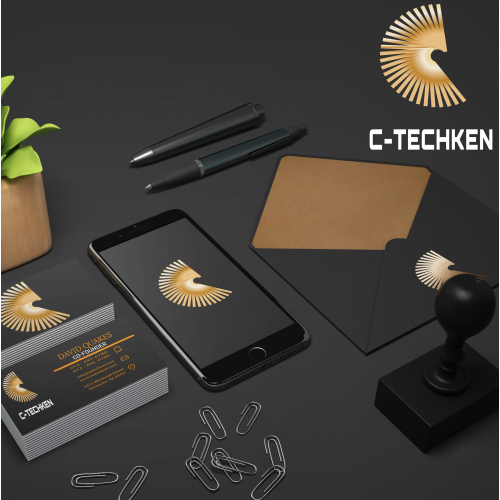 Technology logo design display presentation