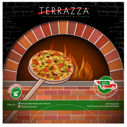 Terrazza italian Pizza Packaging Box - Front View