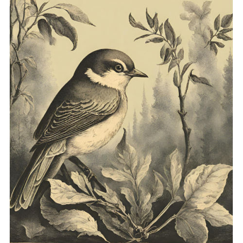 Vintage Bird on the Branch Illustration