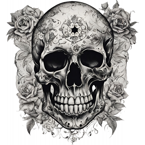 Floral Scull with Tattoos