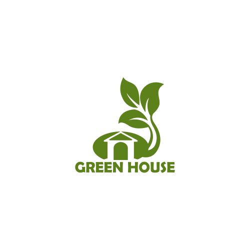 vector graphic green house logo, tree logo