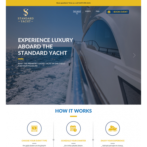 Website Landing Page Design for Standard Yacht