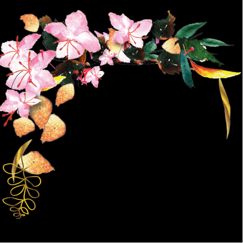 Floral arrangement with gold design